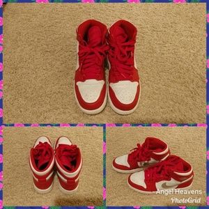 Boys Red/White/Silver Air Jordan Retro 1